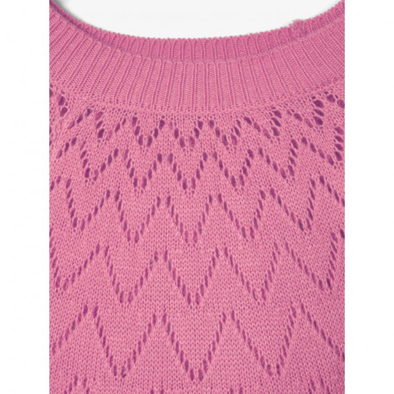 Плетен пуловер за момиче розов Name it 181866 2