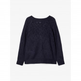 Плетен пуловер за момиче тъмно син Name it 181871 2