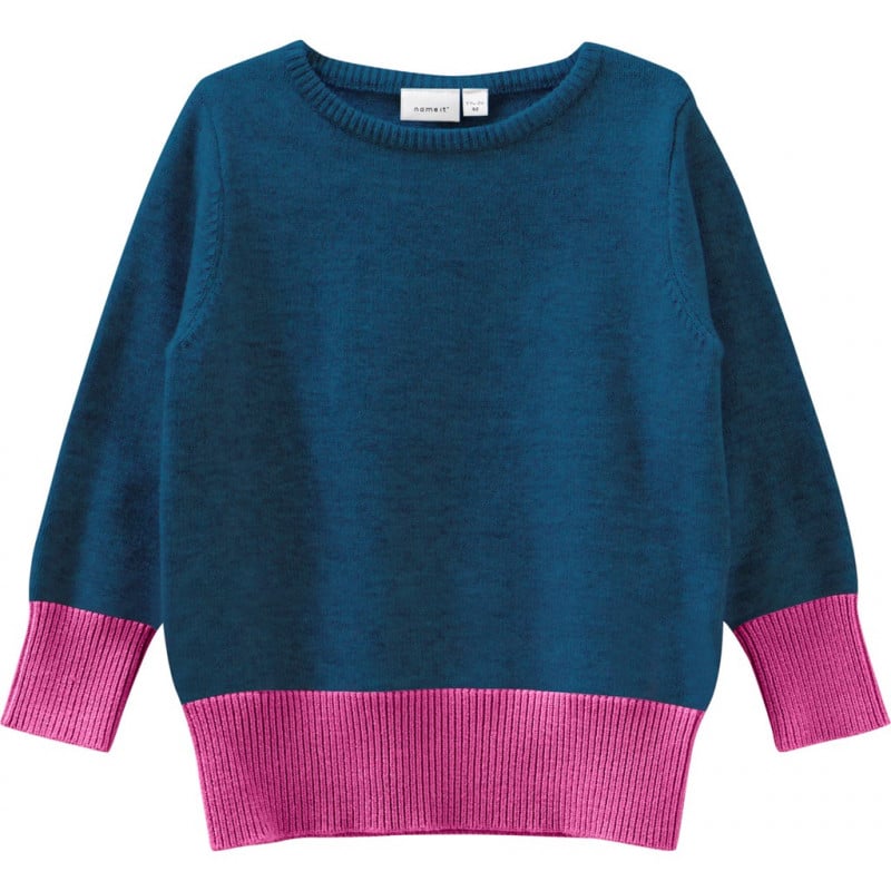 Пуловер с розови акценти за момиче син  181915