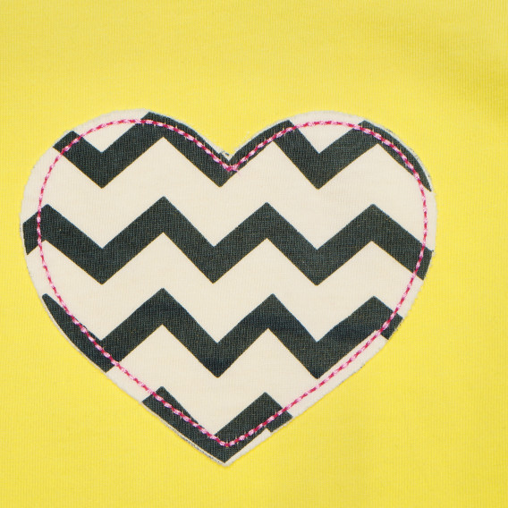 Памучна тениска за бебе с апликация на сърце, жълта FZ frendz 182058 3