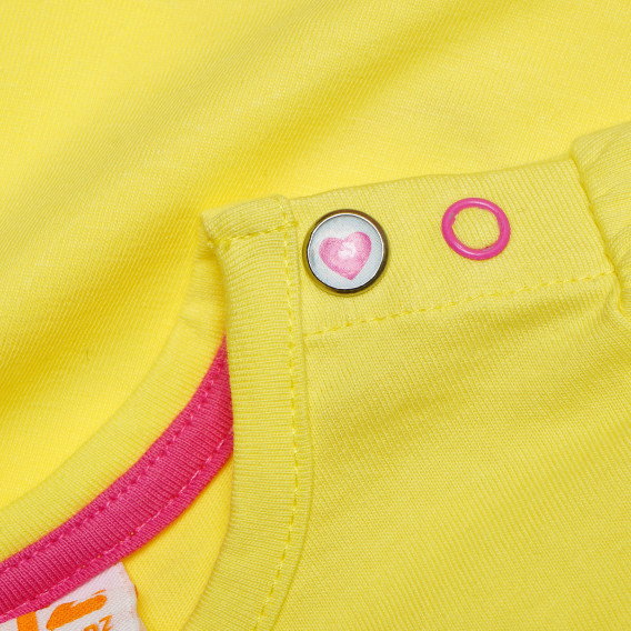 Памучна тениска за бебе с апликация на сърце, жълта FZ frendz 182059 4