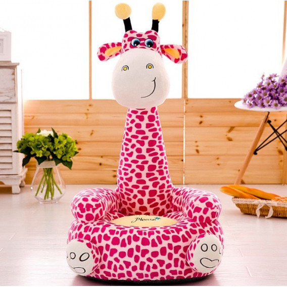 Бебешки фотьойл / пуф - Розов жираф HomyDesign 182665 3