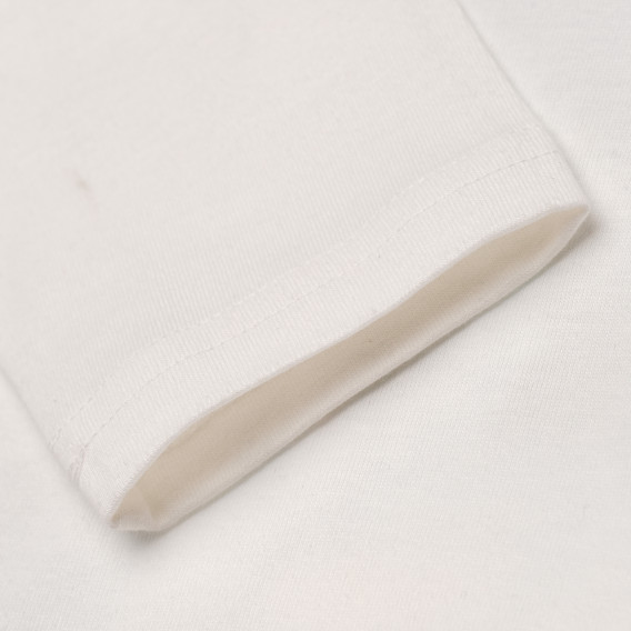 Памучна блуза с дълъг ръкав и принт за момче бяла с контрастни ръкави. Chicco 182788 4