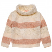 Плетен пуловер с поло яка за момиче екрю Chicco 182808 