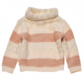 Плетен пуловер с поло яка за момиче екрю Chicco 182809 2