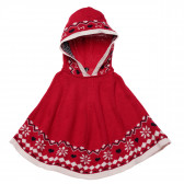 Плетено пончо с качулка за бебе за момиче червено Chicco 182826 