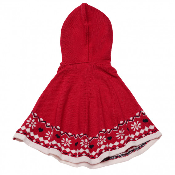 Плетено пончо с качулка за бебе за момиче червено Chicco 182827 2