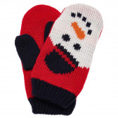Плетени ръкавици с принт на снежен човек, червени Idexe 182880 2