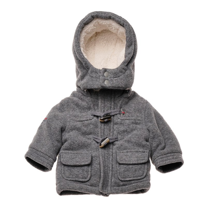 Палто с качулка за бебе за момче сиво  183171