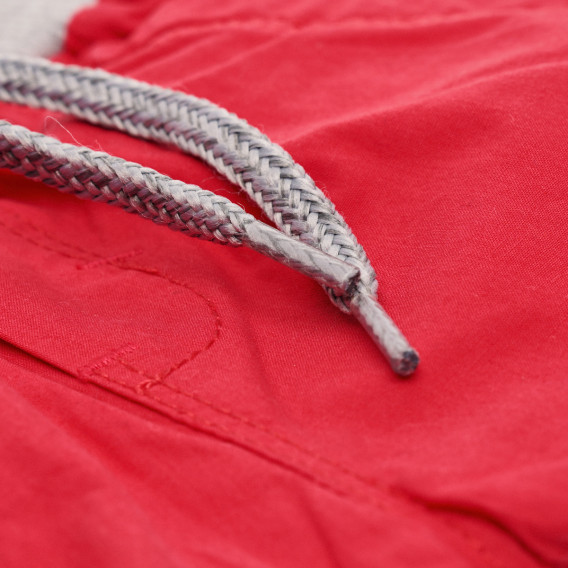 Памучен панталон с апликация на мече за бебе, червен Idexe 183348 3