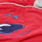 Памучен панталон с апликация на мече за бебе, червен Idexe 183349 4