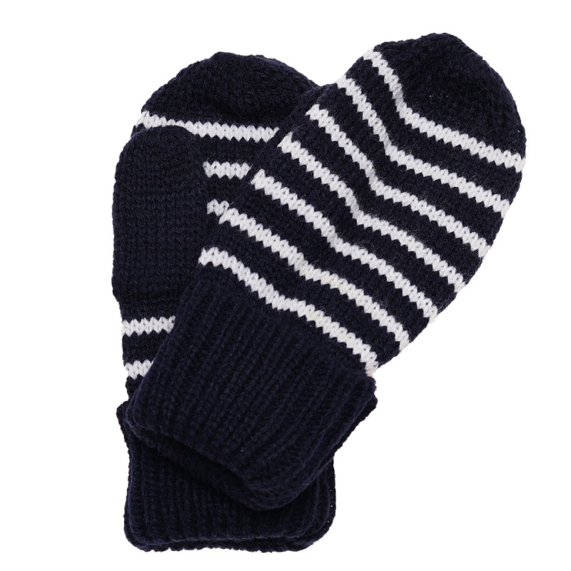 Плетени ръкавици в синьо-бяло райе  183941