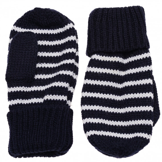 Плетени ръкавици в синьо-бяло райе Idexe 183942 2