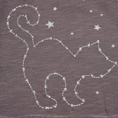 Памучна тениска с бродерия коте за момиче Idexe 184017 3
