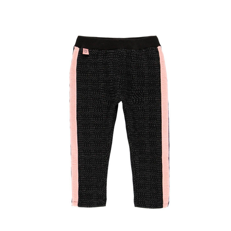 Панталон с розови кантове за бебе за момиче черен  184045