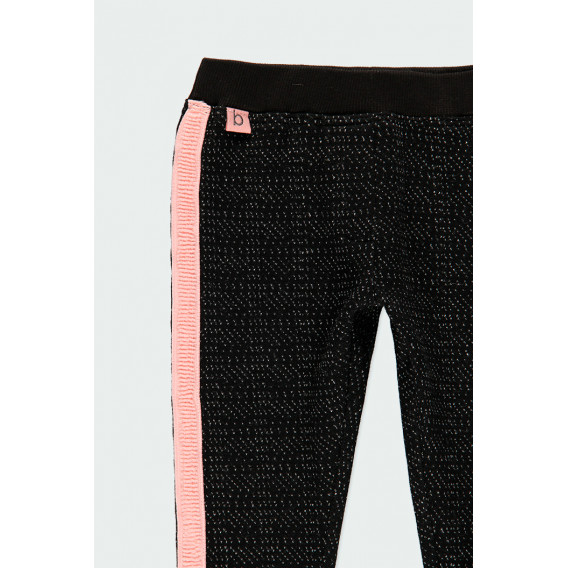 Панталон с розови кантове за бебе за момиче черен Boboli 184047 3