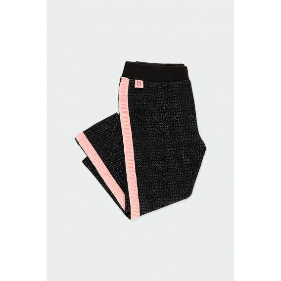 Панталон с розови кантове за бебе за момиче черен Boboli 184048 4