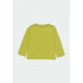 Памучна блуза с дълъг ръкав и принт на кола за бебе за момче зелена Boboli 184058 2