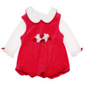Памучна рокля в червено-бяло за бебе Idexe 184462 
