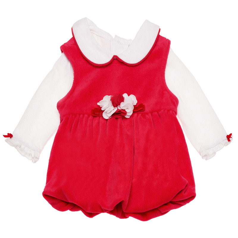 Памучна рокля в червено-бяло за бебе  184462