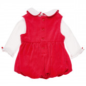 Памучна рокля в червено-бяло за бебе Idexe 184463 2