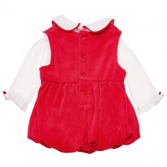 Памучна рокля в червено-бяло за бебе Idexe 184463 2