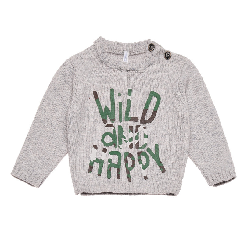 Пуловер с надпис "Wild and Happy" за момче  184554