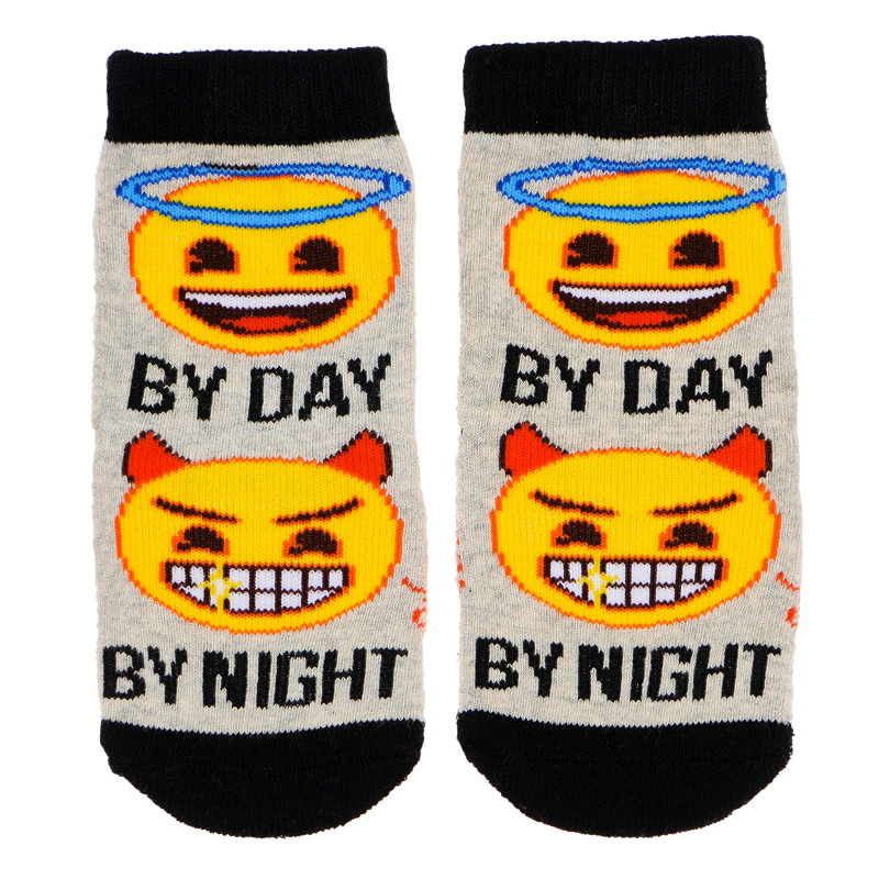 Чорапи с принт на емотикони за момче, сиви  185411