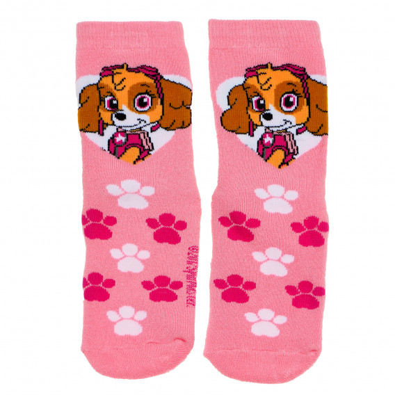 Чорапи със силоконови точки и принт на Пес Патрул за момиче, розови Disney 185419 