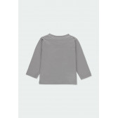Памучна блуза с дълъг ръкав и плюшен надпис Rock за момче сива Boboli 185551 2