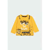 Памучен комплект блуза и панталон в жълто и сиво за момче Boboli 185575 2