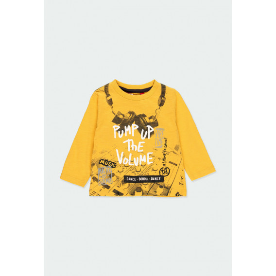 Памучен комплект блуза и панталон в жълто и сиво за момче Boboli 185575 2