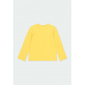 Памучна блуза с дълъг ръкав за момиче надпис и флорален принт, жълта Boboli 185596 2