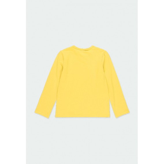 Памучна блуза с дълъг ръкав за момиче надпис и флорален принт, жълта Boboli 185596 2