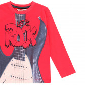 Памучна блуза с дълъг ръкав и принт на китара за момче червена Boboli 185678 4