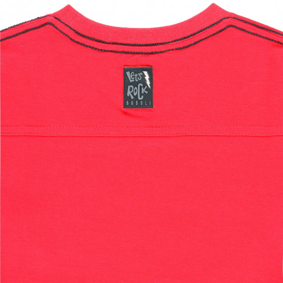 Памучна блуза с дълъг ръкав и принт на китара за момче червена Boboli 185680 6