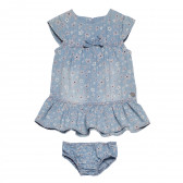 Памучен комплект рокля с гащички дънкови за бебе Boboli 185724 