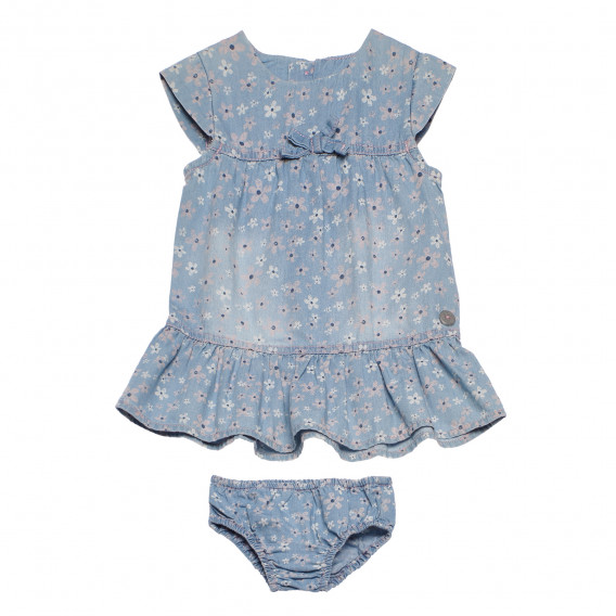 Памучен комплект рокля с гащички дънкови за бебе Boboli 185724 