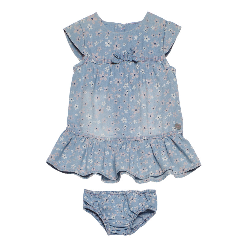 Памучен комплект рокля с гащички дънкови за бебе  185724