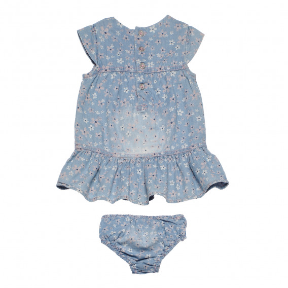 Памучен комплект рокля с гащички дънкови за бебе Boboli 185725 2