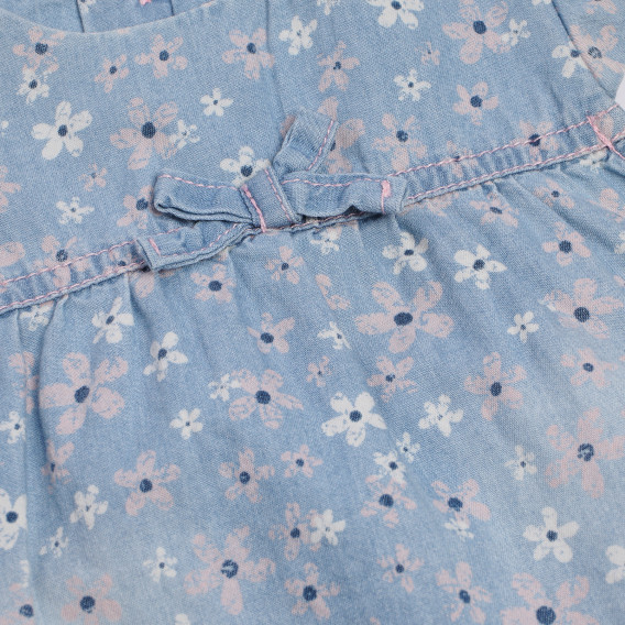 Памучен комплект рокля с гащички дънкови за бебе Boboli 185726 3