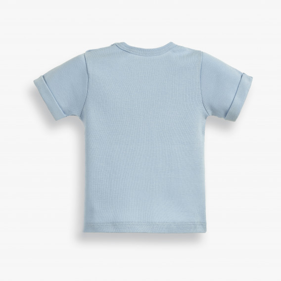 Памучна тениска с подгъв на ръкавите и принт за бебе момче, светло синя PIPPO&PEPPA 185940 2