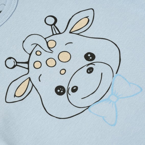Памучна тениска с подгъв на ръкавите и принт за бебе момче, светло синя PIPPO&PEPPA 185941 3