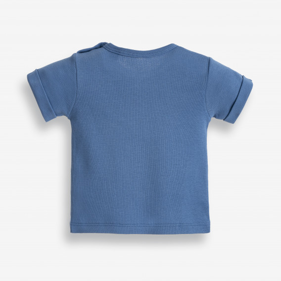 Памучна тениска с подгъв на ръкавите и принт за бебе момче, тъмно синя PIPPO&PEPPA 185944 2