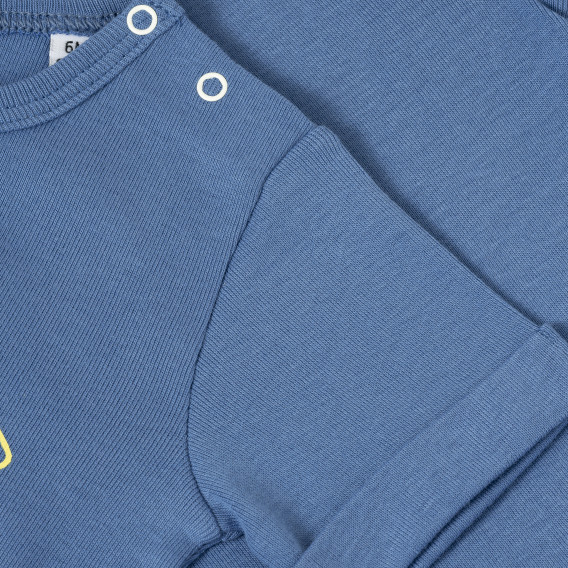 Памучна тениска с подгъв на ръкавите и принт за бебе момче, тъмно синя PIPPO&PEPPA 185946 4