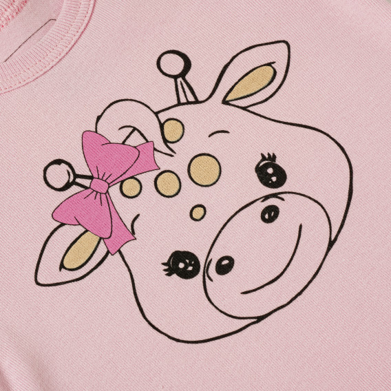Памучна тениска с подгъв на ръкавите и принт за бебе момиче, розова PIPPO&PEPPA 185953 3