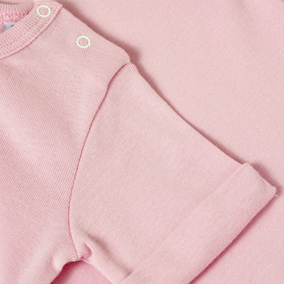 Памучна тениска с подгъв на ръкавите и принт за бебе момиче, розова PIPPO&PEPPA 185954 4