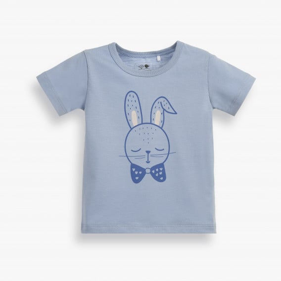 Памучна тениска за бебе с принт на зайче, синя PIPPO&PEPPA 185955 
