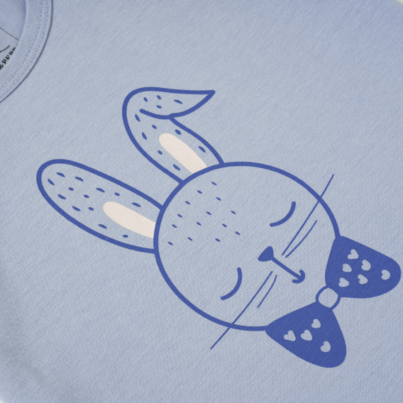Памучна тениска за бебе с принт на зайче, синя PIPPO&PEPPA 185957 3