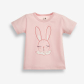 Памучна тениска за бебе момиче с принт на зайче, розова PIPPO&PEPPA 185963 